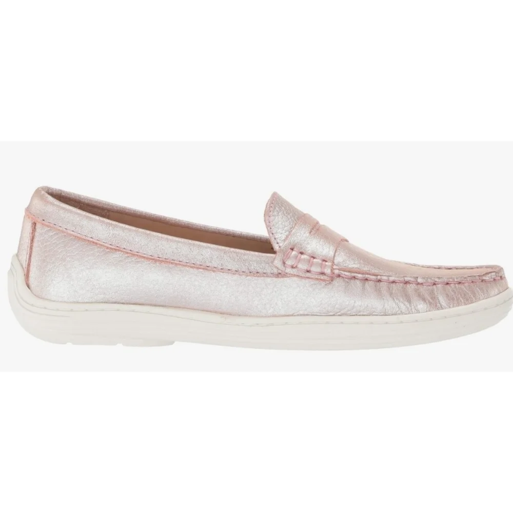 Marc Joseph Union Street Driver Moccasin Rose Grainy Glimmer Size 3.5